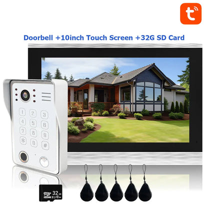 Fingerprint 5-in-1 WiFi Video Doorbell — Tuya Smart 1080P Touch Intercom System for Home Security