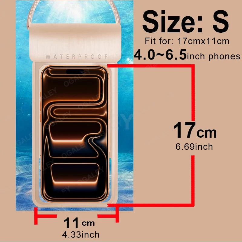 IPX8 Universal Waterproof Phone Pouch – Dry Bag Case for iPhone 16/17 Pro Max, Xiaomi, Samsung