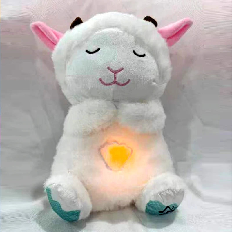 Soothing Baby Plush Bear Doll – Breathing, Musical Sleep Companion with Sound and Light for Newborns, Perfect Gift