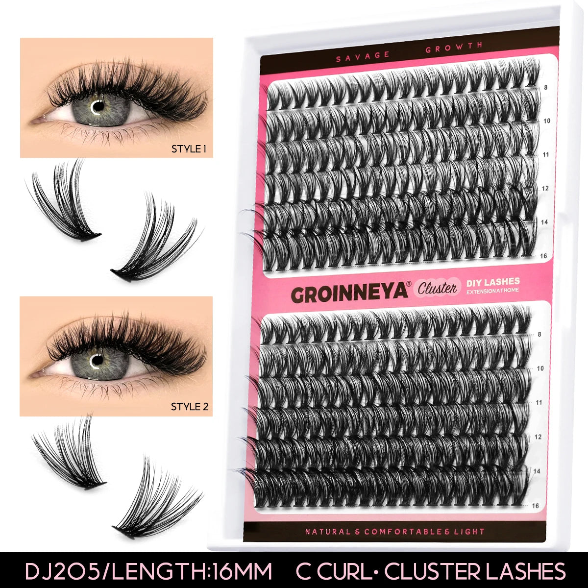 Lash Clusters Extension Kit – Fake Eyelashes Set with Lash Bond, Seal, and Applicator Tool for Makeup