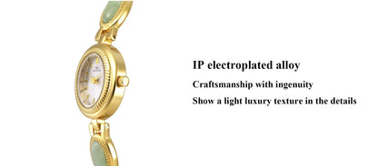 UTHAI Women's Luxury Watch – Retro Bracelet with Dongling Stone & Hotan Jade, Waterproof, Gift Chain Watch