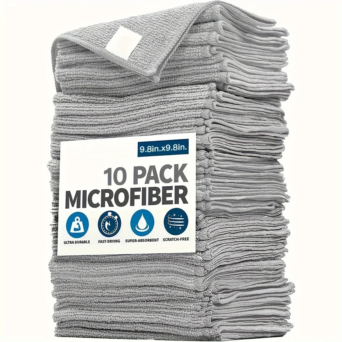 5/10/20pcs Light Gray Kitchen Towels – Ultra-Fine Fiber Cleaning Cloths, Soft, Absorbent & Stain-Removing Set