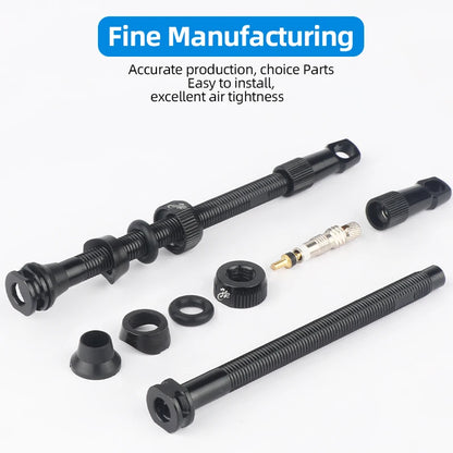 Bicycle Tubeless Presta Valve – Carbon Rim F/V Nipple with Detachable Brass Core & Cap for MTB Tires (40–80mm)