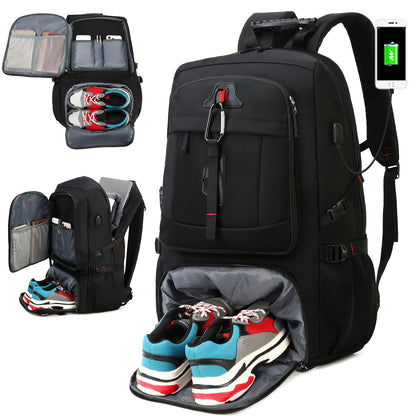 Men's 50L Waterproof Travel Backpack | Large Capacity Hiking and Camping Backpack | Carrying Bag with Shoe Compartment