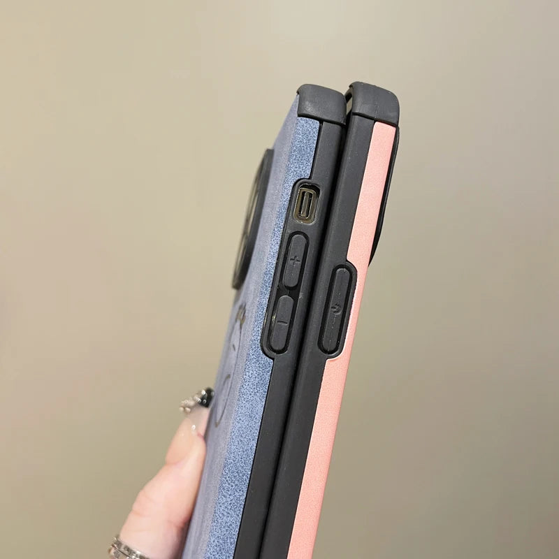 Luxury PU Leather Phone Case for iPhone 14/13/12/15 Pro Max, X, XS, 11, 7, 8 Plus, SE | Soft Turn Fur Back Cover Coque Capa