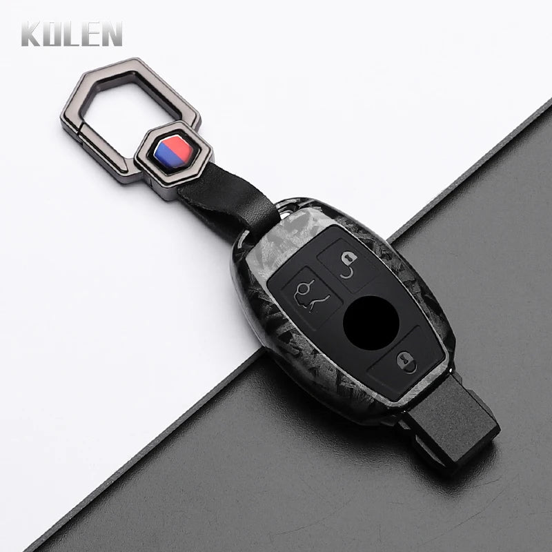ABS Carbon Fiber Car Key Case Cover – Compatible with Mercedes Benz W204/W205/W212/W213/W176/W177/W219 A/B/C/E/S/GLC/CLA/AMG Fob