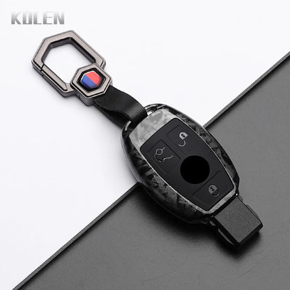 ABS Carbon Fiber Car Key Case Cover – Compatible with Mercedes Benz W204/W205/W212/W213/W176/W177/W219 A/B/C/E/S/GLC/CLA/AMG Fob