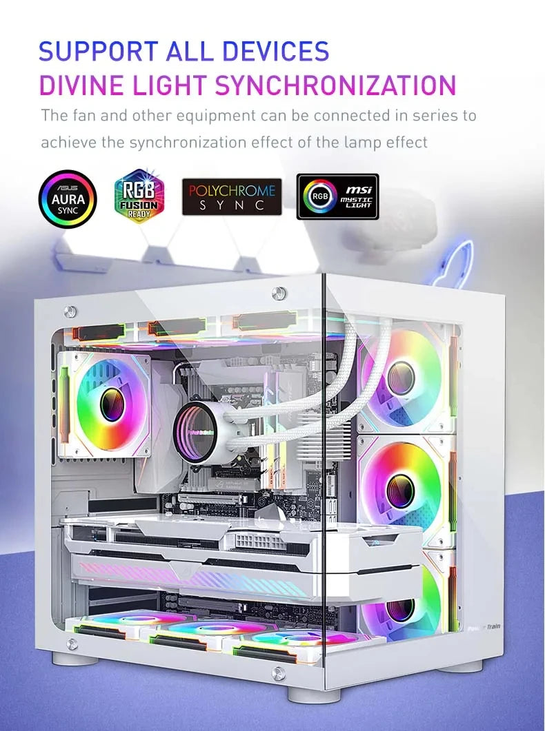 UPSIREN UF-1 PRISM 4 PRO 12cm ARGB Computer Chassis Fan – Quiet 4 Pin PWM Cooling Fan, 45.2CFM Air Volume (600-1500RPM)