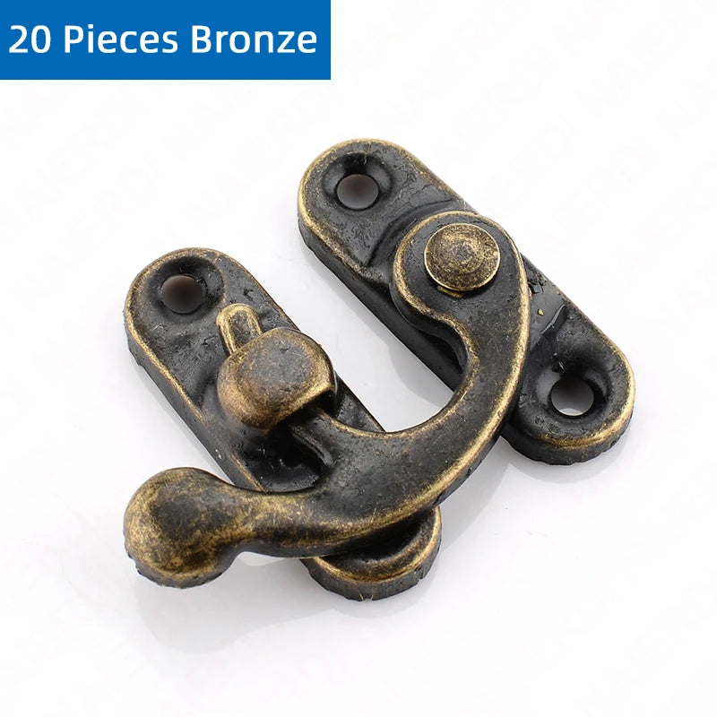 NAIERDI Small Antique Metal Lock – Decorative Hasps Hook Padlock for Wooden Jewelry Boxes, Furniture Hardware with Screws