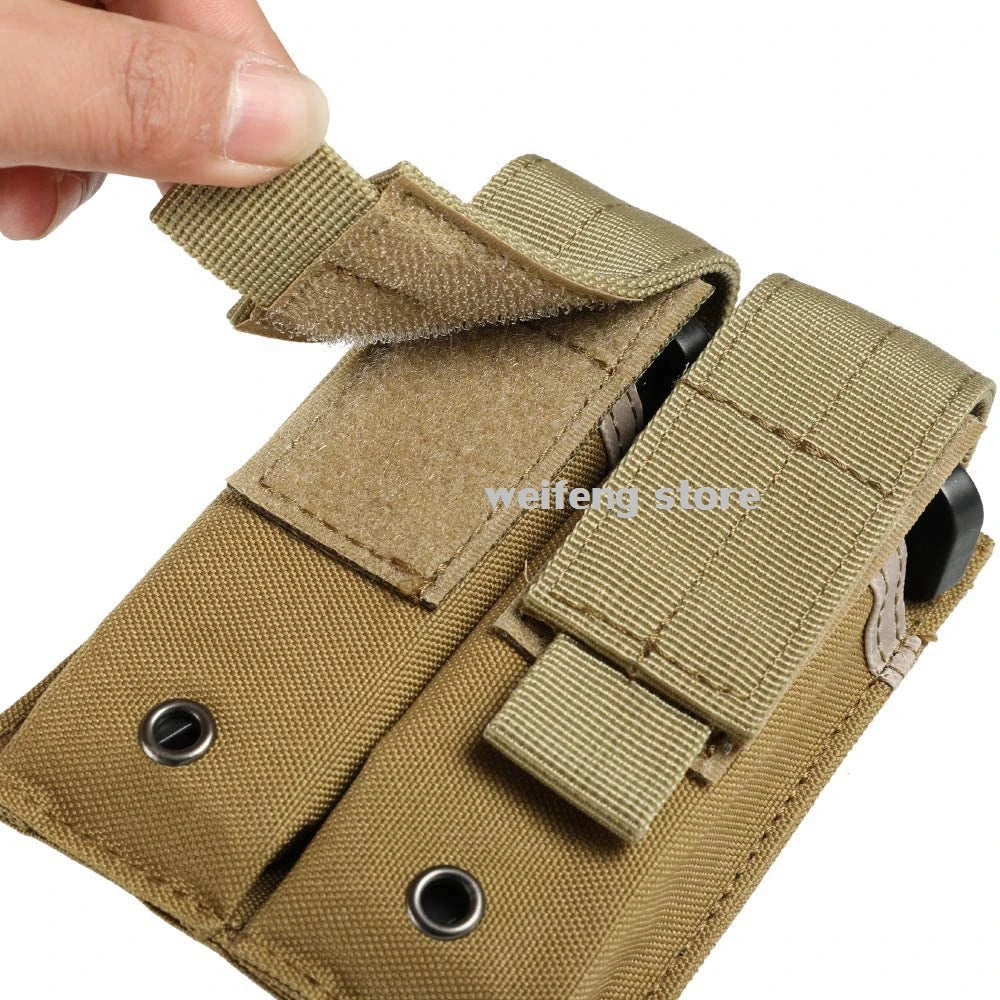 9mm Tactical Magazine Pouch - MOLLE Single & Double Mag Bag, Open-Top Pouch for Glock, M1911, 92F, Torch & Triple Bag