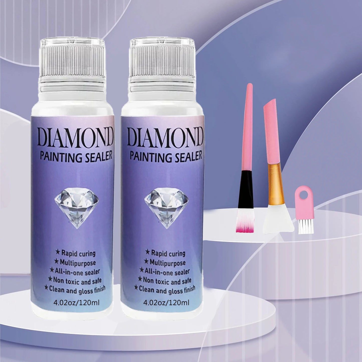 60ML/120ML/200ML Diamond Painting Sealer – Glue with 3 Brushes for Permanent Hold & Shine Effect, Puzzle Art Sealer