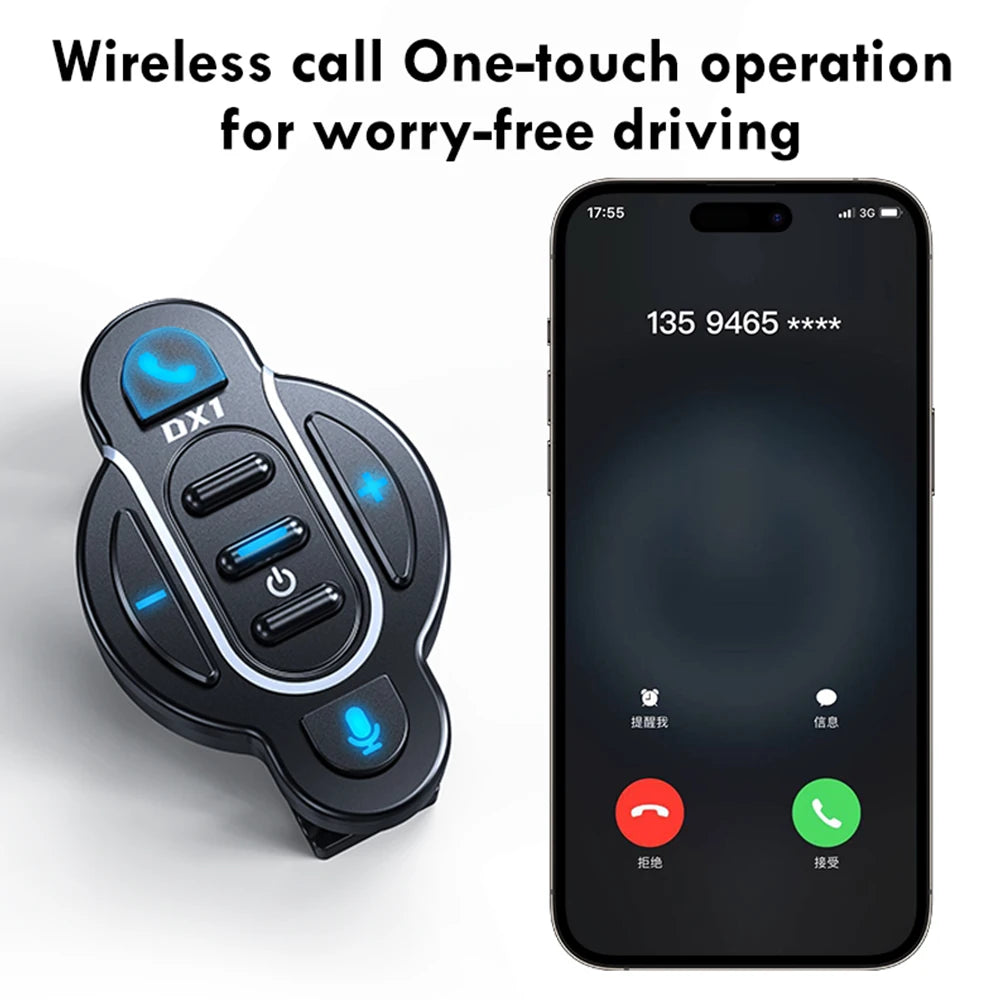 Universal Smart Bluetooth 5.4 Remote Control - Waterproof Wireless Media Controller for Motorcycle Helmet & Bike Handlebar