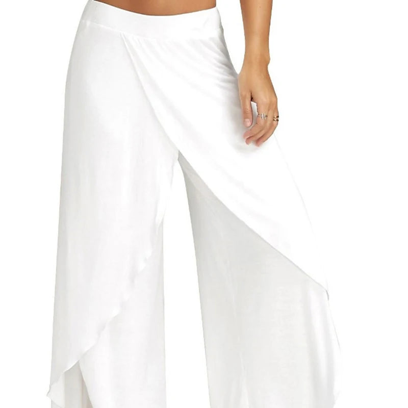 Women’s Wide Leg Yoga Pants – Elastic Waist, Casual Loose Fit, Split & Harem Style Fitness Trousers in Solid Colors