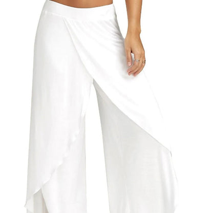 Women’s Wide Leg Yoga Pants – Elastic Waist, Casual Loose Fit, Split & Harem Style Fitness Trousers in Solid Colors