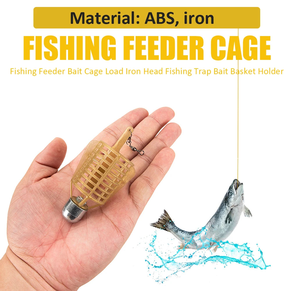 Fishing Hooks Explosion Bait Cage with Iron Head – Spherical Basket Feeder Holder Tackle Tool