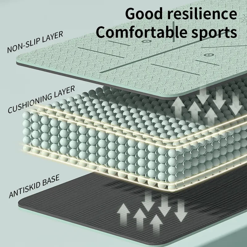 Eco-Friendly Non-Slip Yoga Mat with Carrying Strap: Pro Fitness Exercise Mat for Women - Ideal for Home Workouts, Pilates, and Yoga