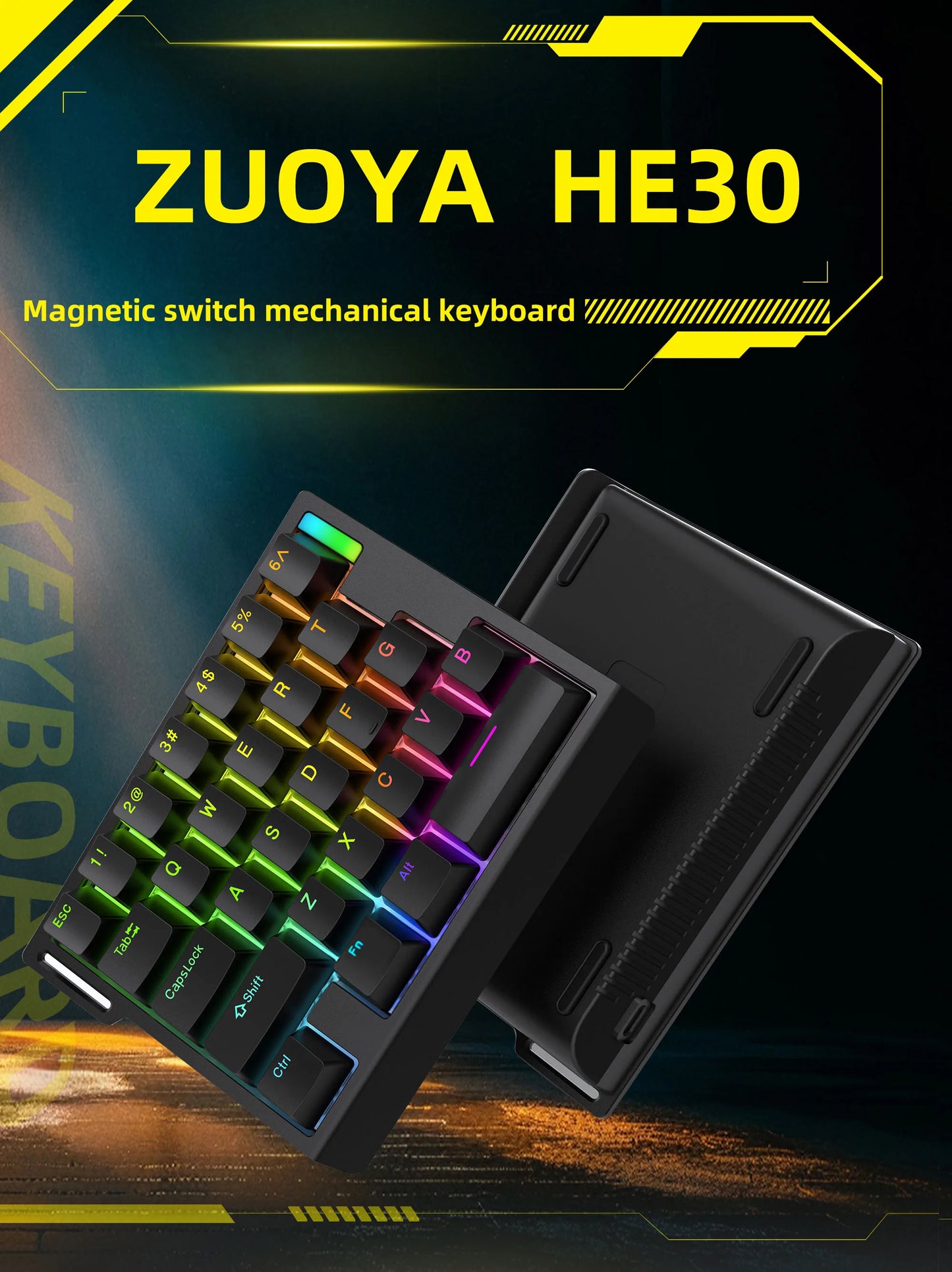 HE30 One-Handed Mechanical Gaming Keyboard – 29 Keys with Magnetic Switch, Smart Speed & Quick Trigger for E-Sports