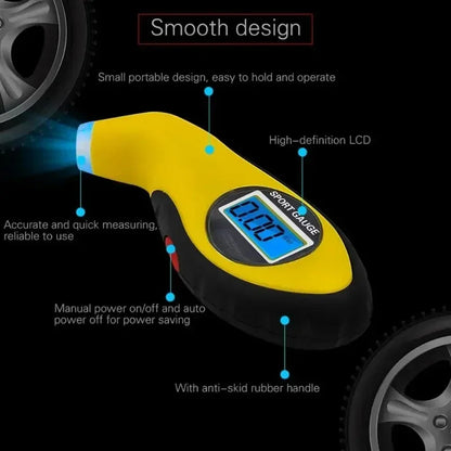 Compact Digital Tire Pressure Gauge – LCD Display for Cars, Motorcycles & Vehicle Maintenance