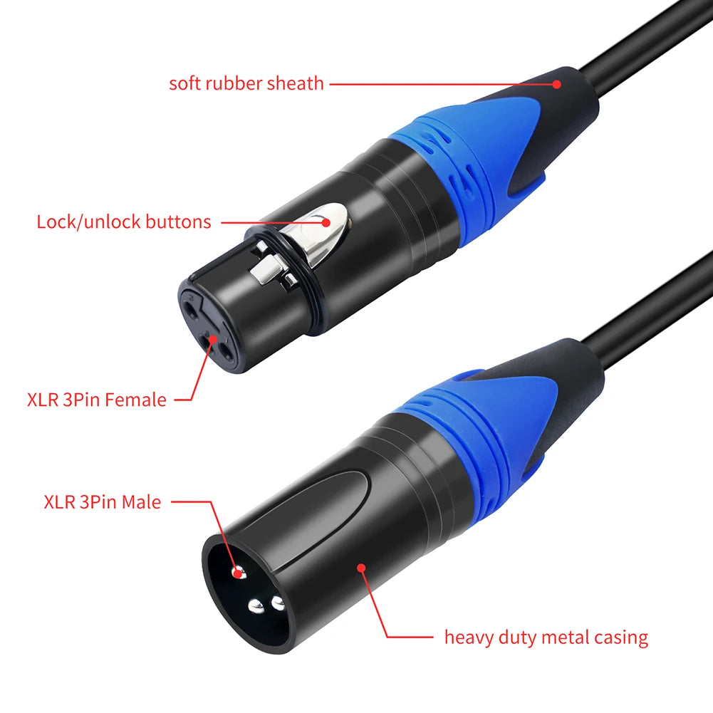 50cm XLR Splitter Cable – 1 XLR Female to 2 XLR Male Y Cable for Microphone, Amplifier & Mixer
