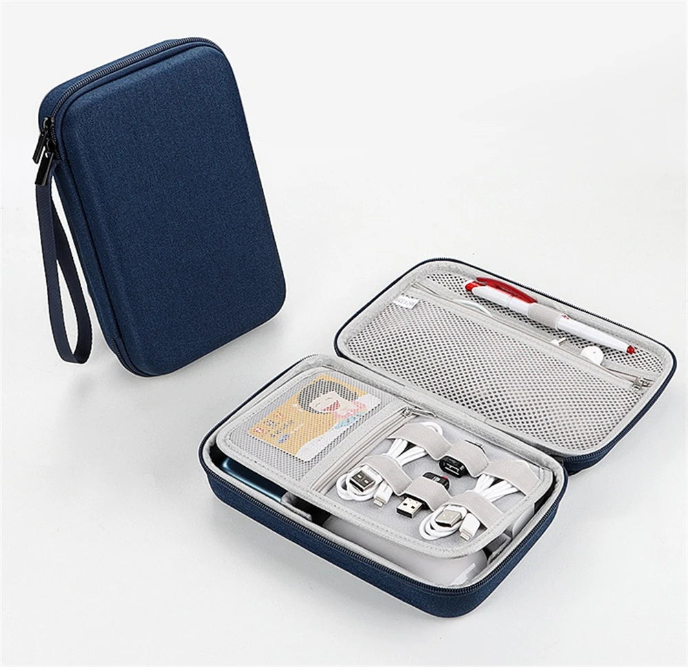 Large Capacity Travel Electronics Organizer – EVA Storage Bag for Tablet, Hard Disk, and Cables
