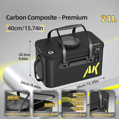 YUZHIYUAN Foldable Fishing Container – Portable Live Fish Bucket with Large Capacity EVA Water Bucket