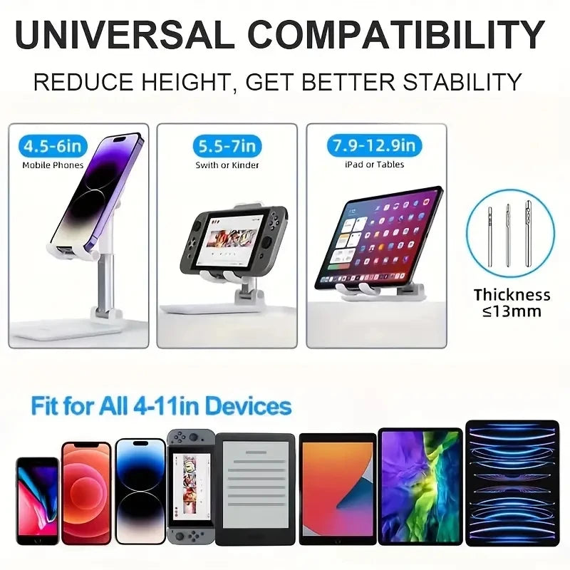 Flexible Foldable Mobile Phone Holder Stand: Adjustable Desk Mount Table Bracket - Desktop Lazy Bracket Support for All Phones and Tablets