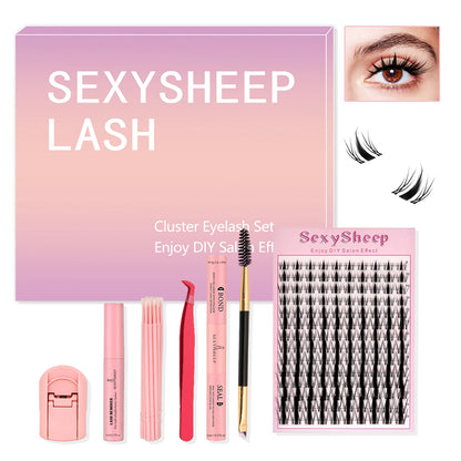 DIY Lash Extension Kit – Mix Styles Lash Clusters, Individual Lashes, Bond & Seal, Remover, Tweezers & Lash Brush for Easy Self-Application Makeup