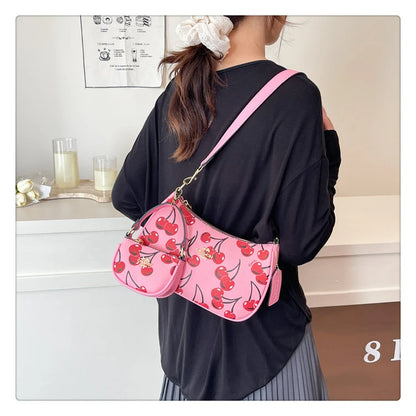 2025 Modern Vintage Cherry Crossbody Bag – Mahjong-Style Chain Shoulder & Underarm Bag, Women’s Light Luxury