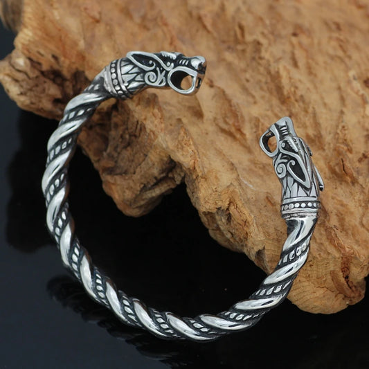 Fashion Animal Accessories – Goth Hip Hop Dragon Head Open Men’s Bracelet, Viking Bangle Cuff, Couple Jewelry