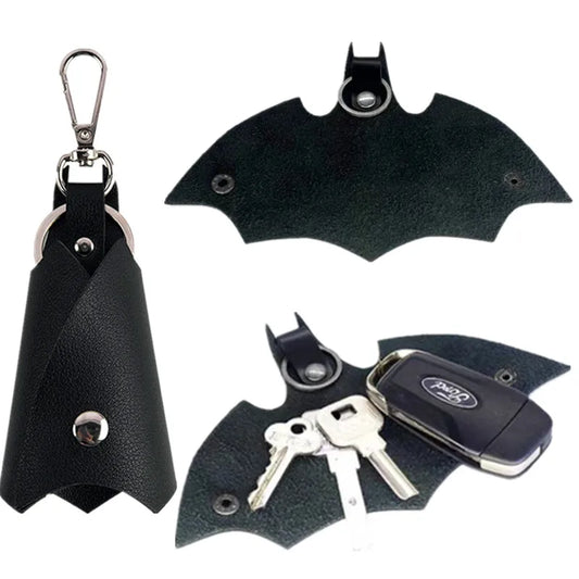 Superhero Bruce Wayne Leather Keychain – Unisex Bat Cosplay Waist Key Holder & Fashion Keyring Gift