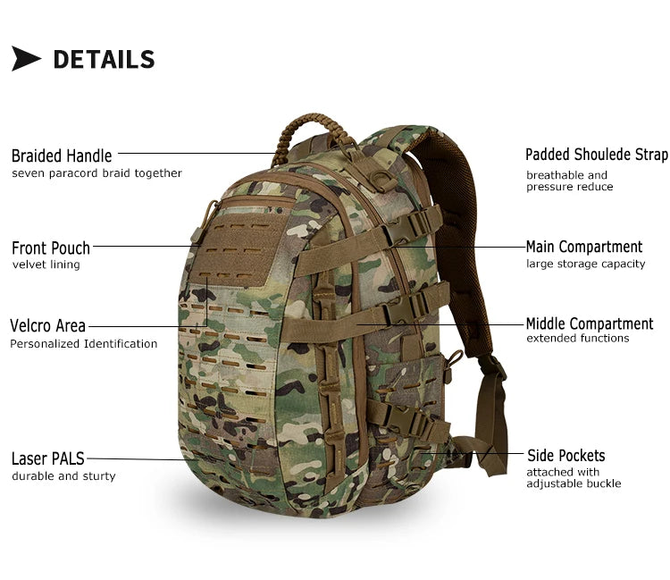 YAKEDA Hunting Backpack – Multi-Functional MOLLE Dragon Egg Bag, Waterproof & Wear-Resistant