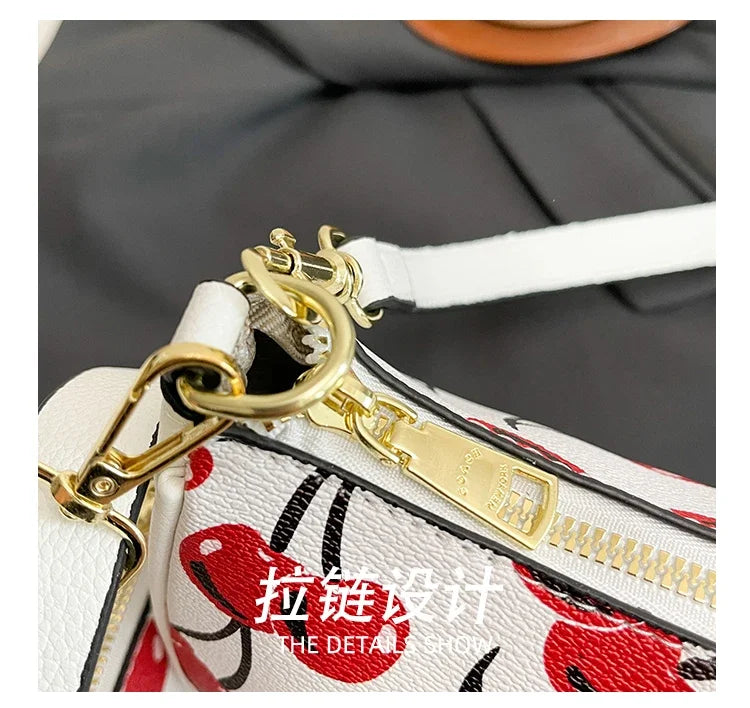 2025 Modern Vintage Cherry Crossbody Bag – Mahjong-Style Chain Shoulder & Underarm Bag, Women’s Light Luxury
