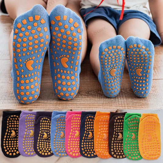 Anti-Slip Floor Socks: Parent-Child Trampoline Cotton Breathable Socks for Kids & Adults - Elastic Sports Wear for Boys & Girls Outdoors