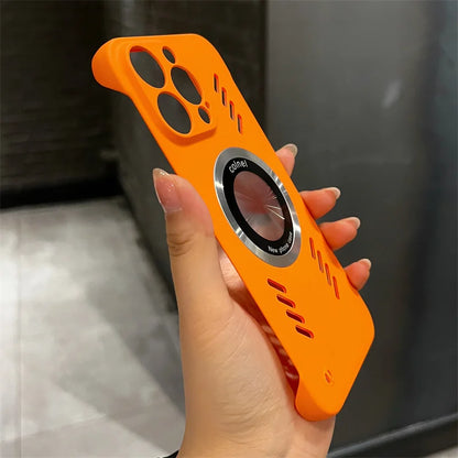 Ultra Thin Frameless Magnetic Case for iPhone 16, 15 Pro Max, 14, 13, 12, 11 Plus – Breathable Heat Dissipation Hard Cover with MagSafe