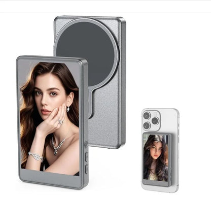 Magnetic Phone Vlog Selfie Monitor Screen – Rear Camera Selfie Display Compatible with iPhone & Android