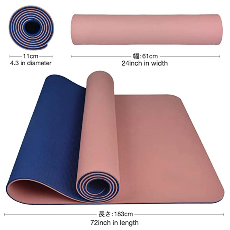 Thick Two-Color Non-Slip TPE Yoga Mat – High-Quality, Odorless Fitness Mat 180x57cm for Home Workouts