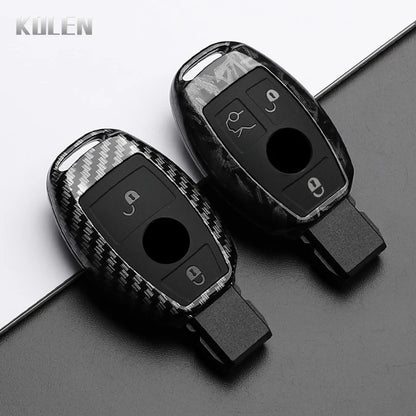 ABS Carbon Fiber Car Key Case Cover – Compatible with Mercedes Benz W204/W205/W212/W213/W176/W177/W219 A/B/C/E/S/GLC/CLA/AMG Fob