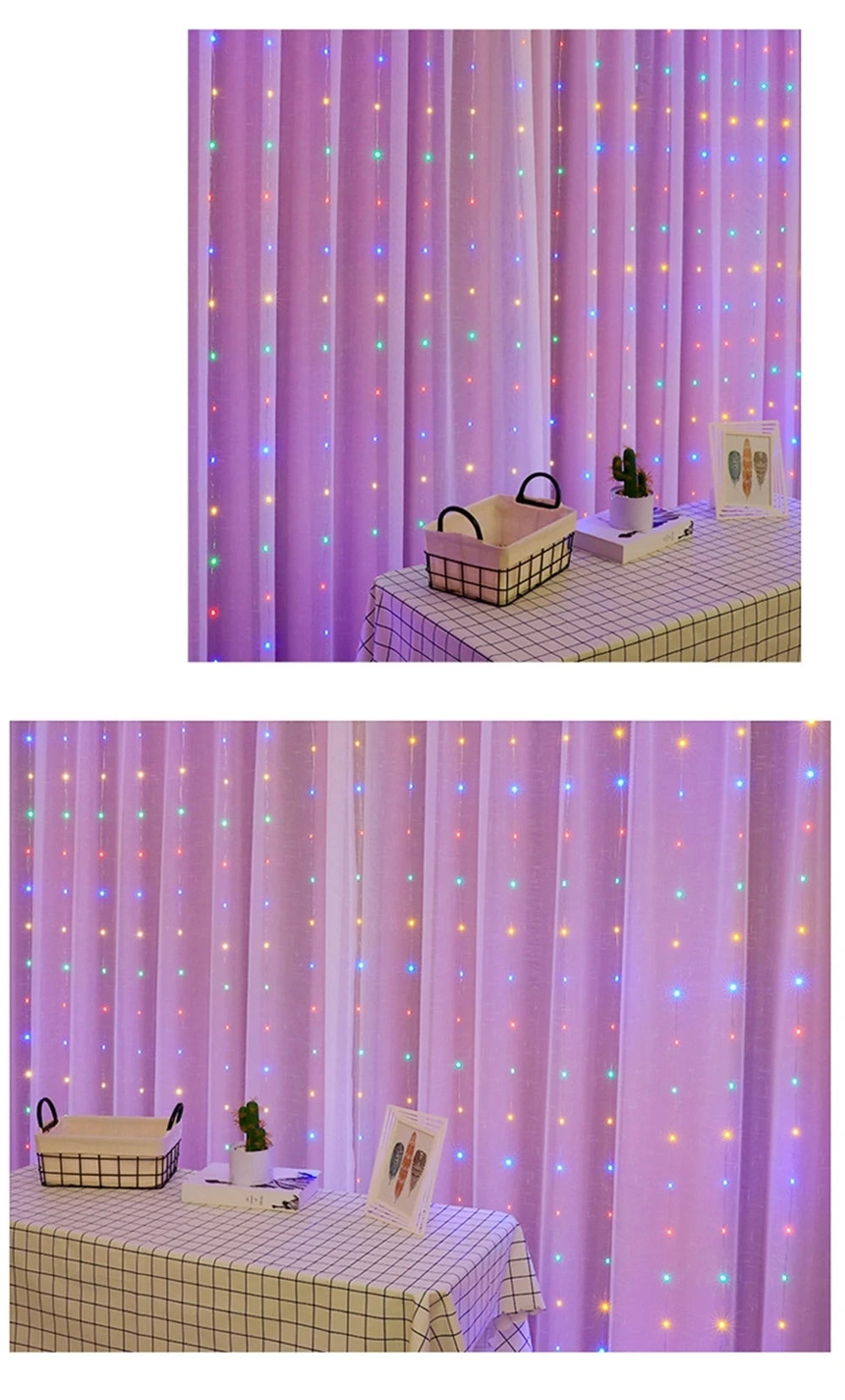USB LED Curtain String Lights — 3x3/3x2/3x1 Fairy Light Garland for Christmas, Wedding, Home & Bedroom Decoration