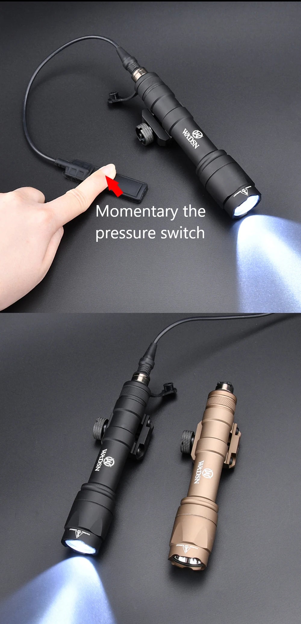 WADSN Airsoft M600C/M600/M300 Tactical Scout Light – AR15 Rifle LED Flashlight, Hunting Spotlight, 20mm Rail Mount