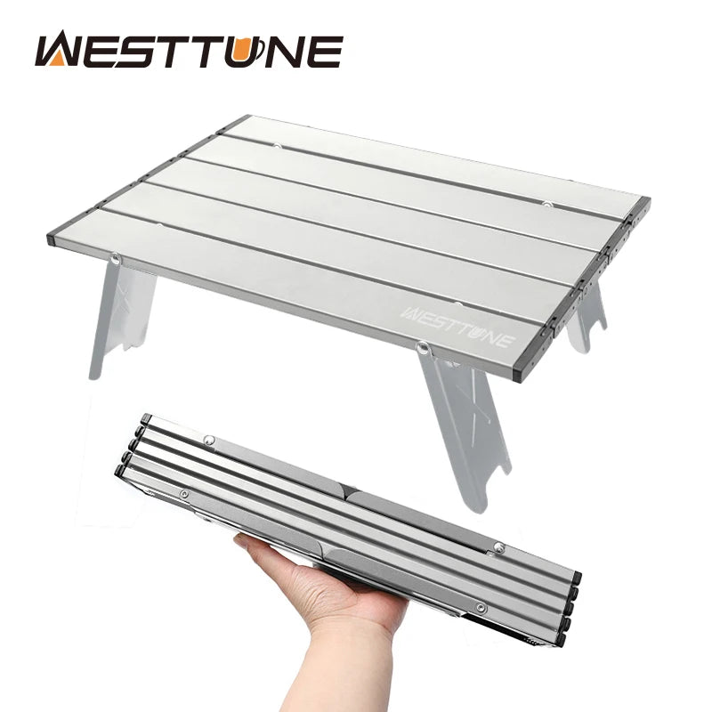 WESTTUNE Mini Camping Table – Ultralight Portable Aluminum Folding Table for Backpacking, Picnic & BBQ