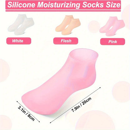 2PCS Silicone Foot Care Socks – Moisturizing, Softening Dry & Cracked Heels for Men & Women