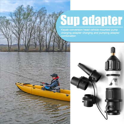 SUP Board Air Valve Adapter Kit — Inflatable Pump Connector for Paddle Boards, Kayaks, Black/Orange