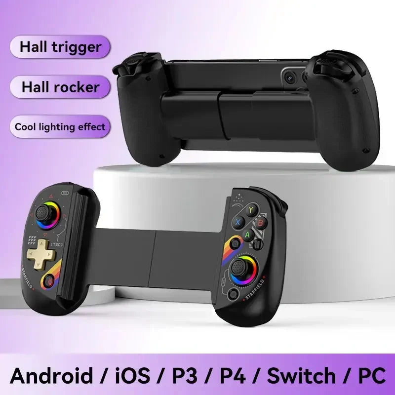 BSP-D9 Wireless Bluetooth Mobile Game Controller – Stretch Design for PC, Tablet, Switch, PS3/PS4, Dual Hall Somatosensory Controller