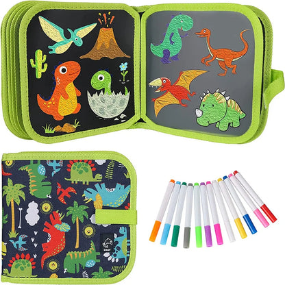 Erasable Doodle Book for Kids – Reusable Drawing Pad with 12 Watercolor Pens, Preschool Painting & Writing Set