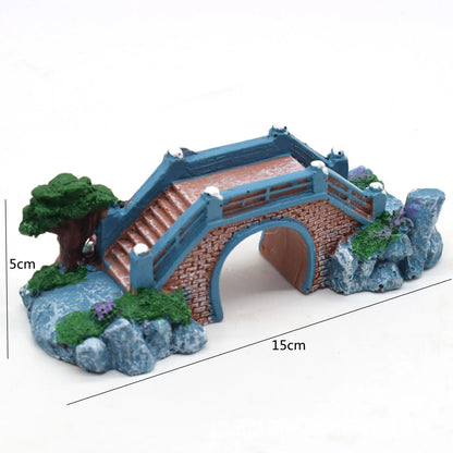 Fish Tank Resin Bridge Decoration — Artificial Aquarium Landscape Ornament & Cave Accessory for Aquatic Pets