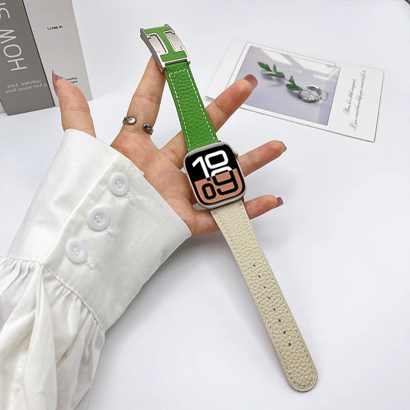 Genuine Leather Straps for Apple Watch – 40mm-49mm Bands for Series 5/6/7/8/9/10, SE & Ultra