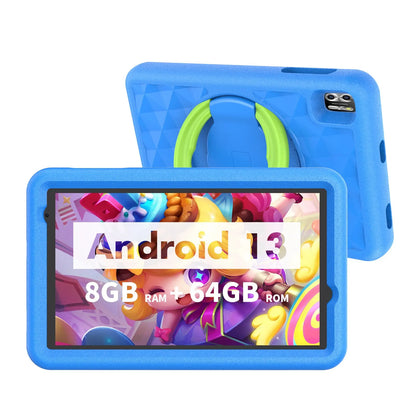 VASOUN Kids Tablet 8 Inch – Android 13, Quad-Core, 8GB RAM (4+4 Expand), 64GB ROM, 5000mAh, Dual Camera, WiFi, Parental Control