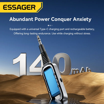 Essager 2 in 1 Bluetooth 5.1 Audio Receiver & Transmitter – Wireless 3.5mm AUX Stereo Adapter for Earphones, TV, & Car
