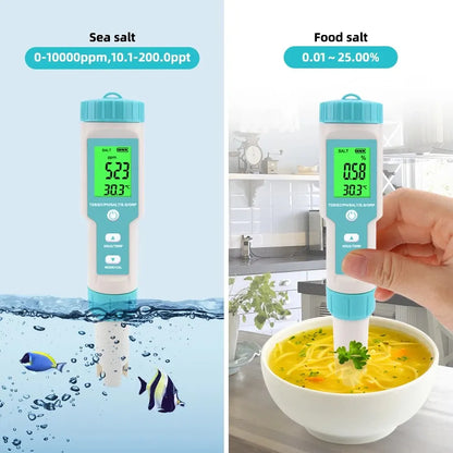 Yieryi TDS, EC, PH, Salinity & ORP Meter - H2, S.G, TEMP Water Quality Monitor for Pools & Aquariums
