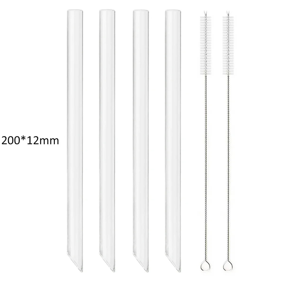 12/14mm Reusable Glass Drinking Straws — High Borosilicate, Straight Straws for Boba, Bubble Tea, Milkshakes, Smoothies, Fruit Cocktails, Bar Use